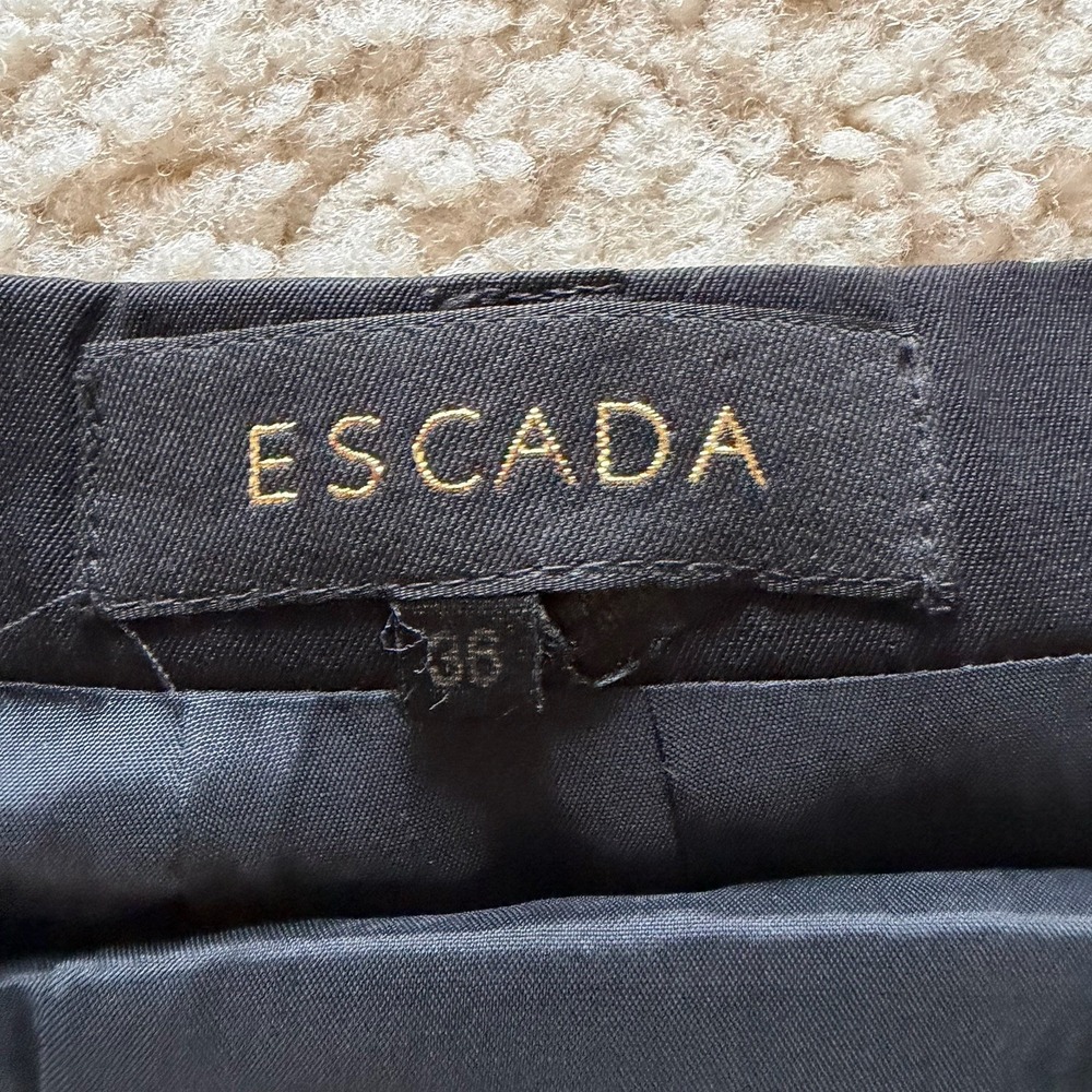 Classic ESCADA Black Pure‎ Wool Midi Pencil Skirt High Rise  with slit size 36 - Picture 13 of 15